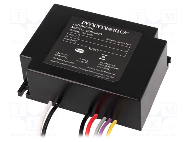 Power supply: switched-mode; LED; 42W; 20÷38V; 1050mA; 90÷305VAC