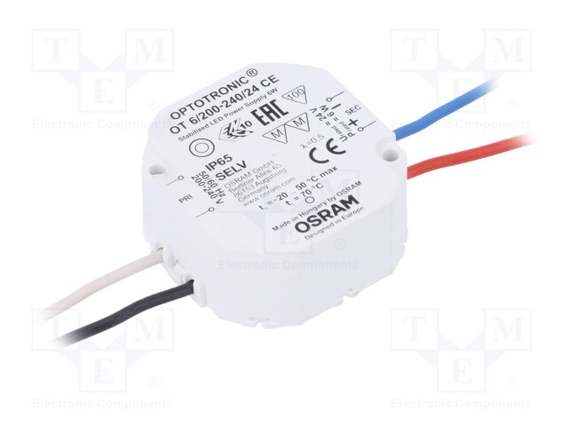 Power supply: switched-mode; LED; 6W; 24VDC; 250mA; 198÷264VAC