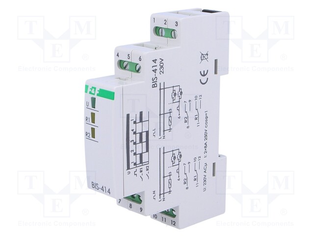 Relay: installation; bistable; DPDT; Mounting: DIN; 8A; -25÷50°C