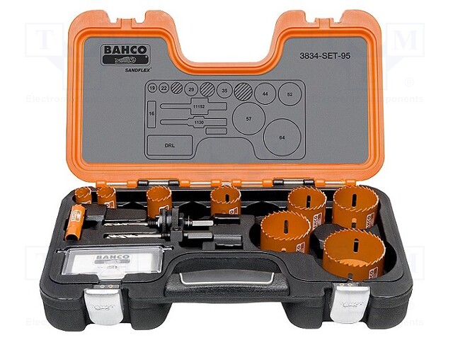 Hole saw set; Pcs: 9; Drill Bit: for wood