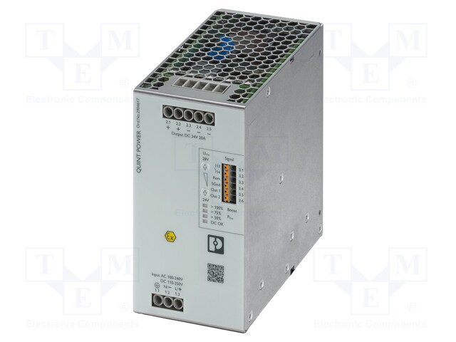 Power supply: switched-mode; 480W; 24÷28VDC; 24VDC; 20A; IP20; 94%