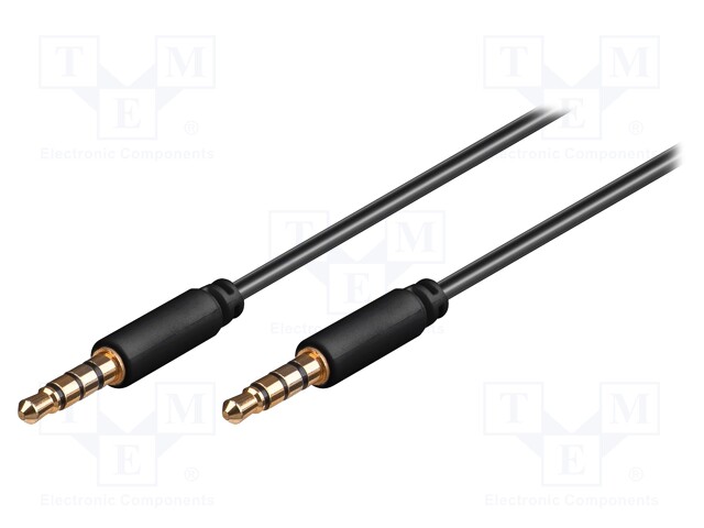 Cable; Jack 3,5mm 4pin plug,both sides; 0.5m; black; Øout: 2.6mm