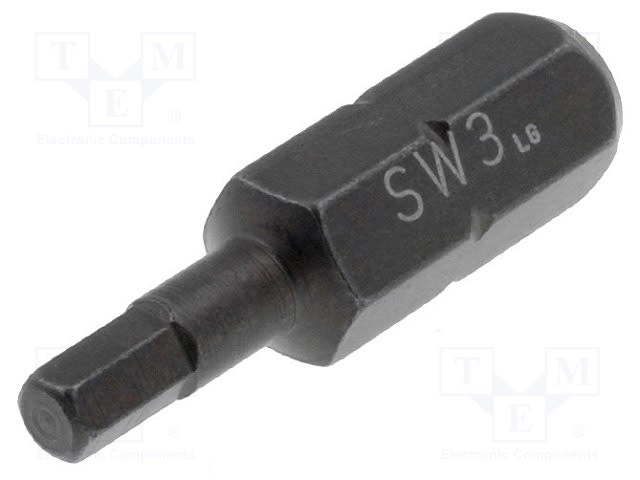 Screwdriver bit; Allen hex key; HEX 3mm; Overall len: 25mm