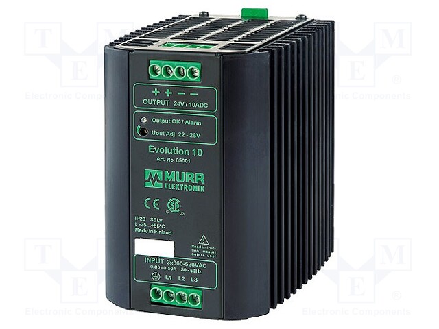 Power supply: switched-mode; 240W; 22÷28VDC; 10A; 3x360÷520VAC