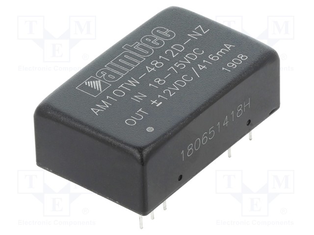 Converter: DC/DC; 10W; Uin: 18÷75V; Uout: 12VDC; Uout2: -12VDC; DIP24