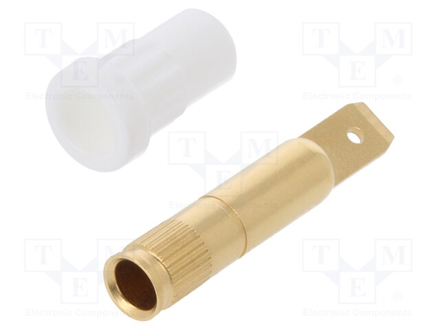 Socket; 4mm banana; 25A; 30VAC; 60VDC; white; gold-plated; 6.8mm