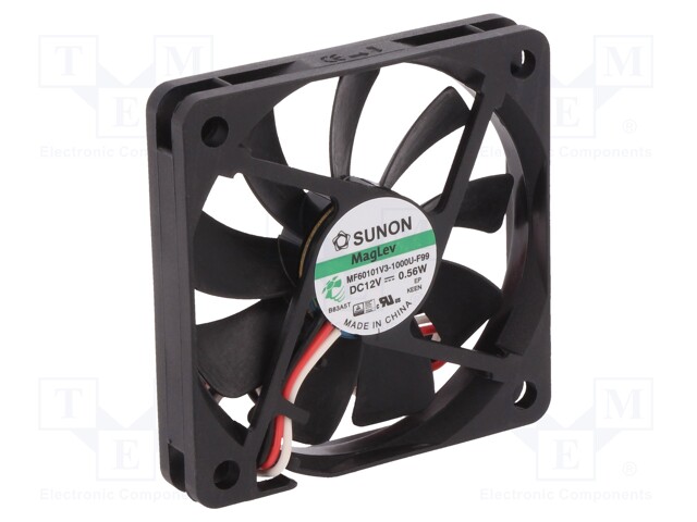 Fan: DC; axial; 12VDC; 60x60x10mm; 20.62m3/h; 20.5dBA; Vapo; 3200rpm