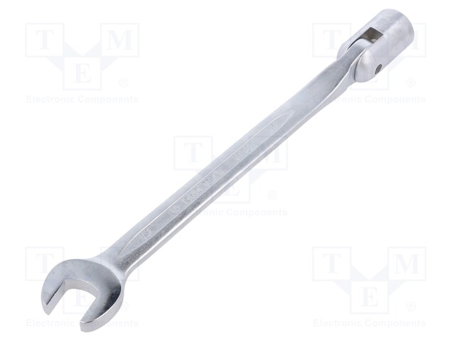 Wrench; combination swivel head socket,with joint; L: 225mm