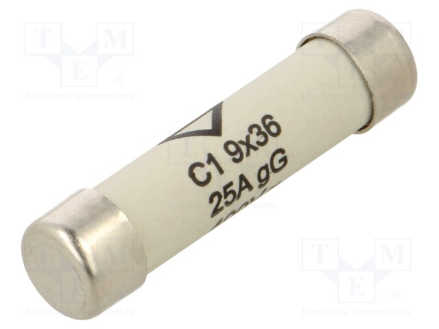 Fuse: fuse; gG; 25A; 400VAC; cylindrical,industrial; 9x36mm