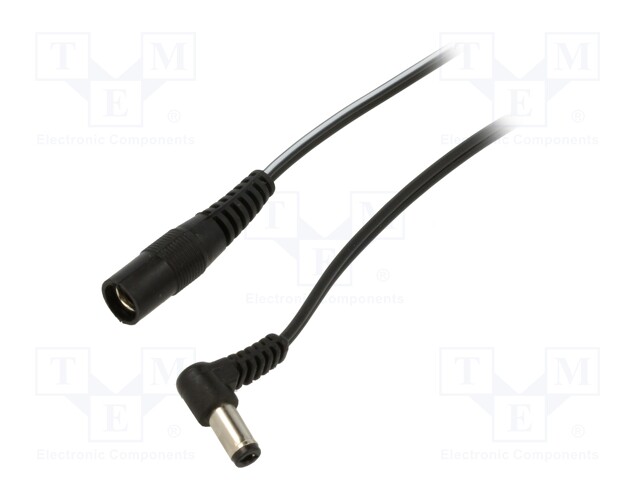 Cable; DC 5,5/2,1 socket,DC 5,5/2,5 plug; angled; 0.5mm2; black