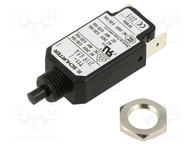 Circuit breaker; Urated: 240VAC; 48VDC; 6.5A; SPST; Poles: 1; screw