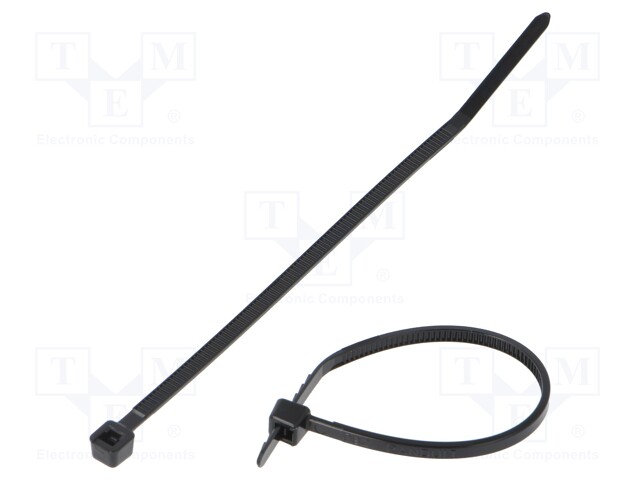 Cable tie; L: 99mm; W: 2.5mm; polyamide; 80N; black; Ømax: 22mm