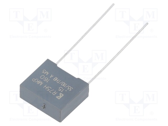 DC Film Capacitor, 0.15 µF, 160 V, Metallized PP, ± 5%, R75H Series, Radial Box