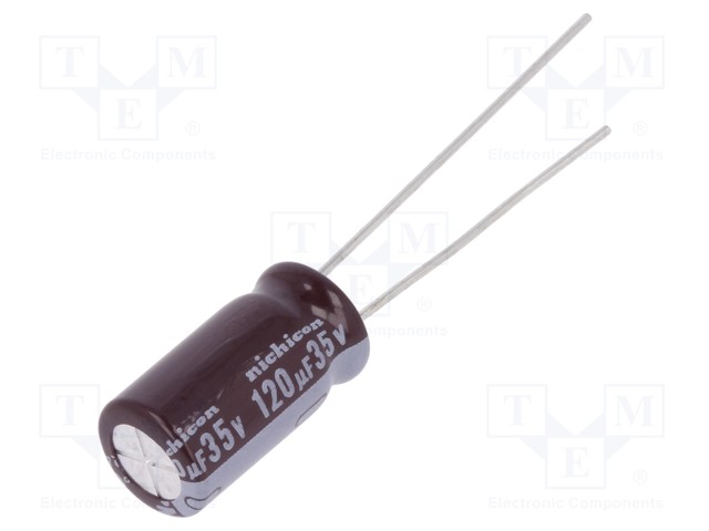 Capacitor: electrolytic; low impedance; THT; 120uF; 35VDC; Ø8x15mm