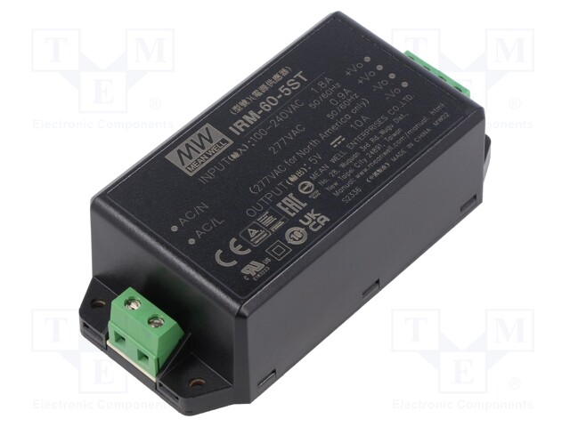 Power supply: switched-mode; modular; 50W; 5VDC; 109x52x33.5mm