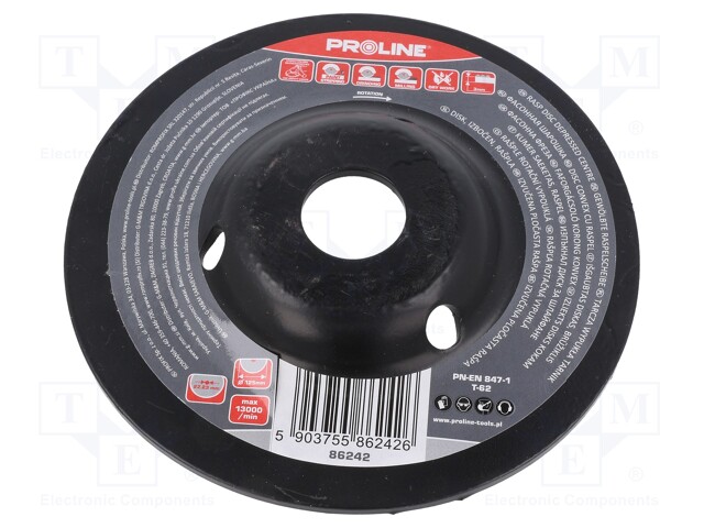 Grinding wheel; 125mm; prominent,with rasp