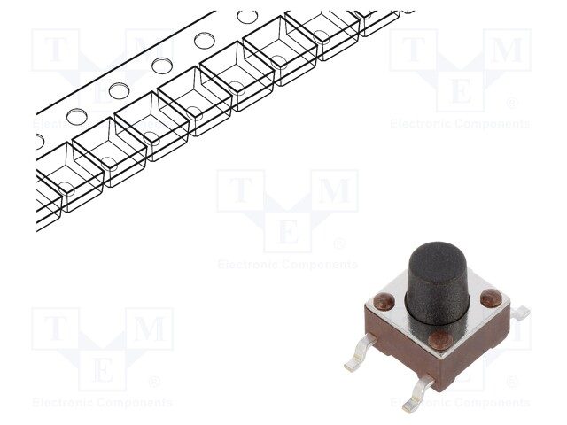 Microswitch TACT; SPST-NO; Pos: 2; 0.05A/50VDC; SMT; 1.57N; 6x6x4mm