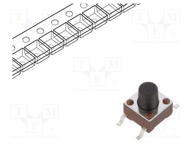 SWITCH, TACTILE, SPST, 50mA, 12VDC