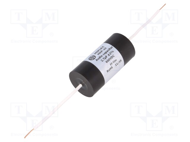 Capacitor: polypropylene; 2.7uF; 600VDC; ±2%; Ø25x51mm; -25÷85°C