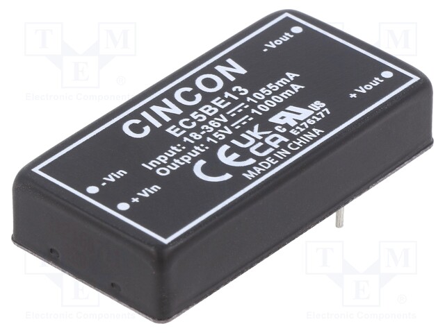 Converter: DC/DC; 15W; Uin: 18÷36V; Uout: 15VDC; Iout: 0÷1000mA; 32g