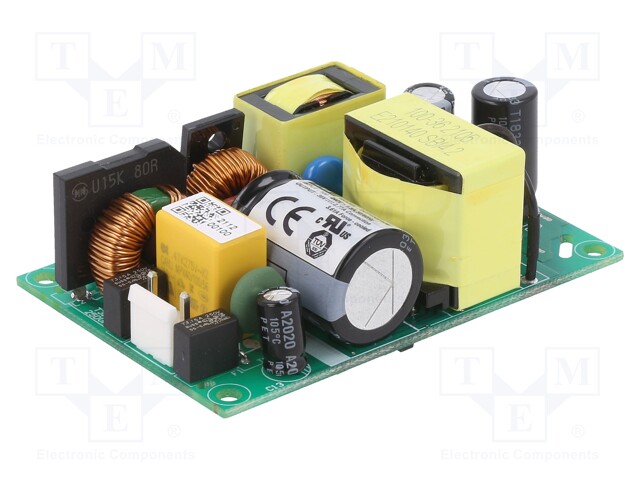 AC/DC Open Frame Power Supply (PSU), ITE & Medical, 1 Output, 100 W, 130W @ 10CFM