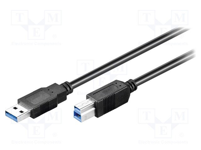 Cable; USB 3.0; USB A plug,USB B plug; 3m; black