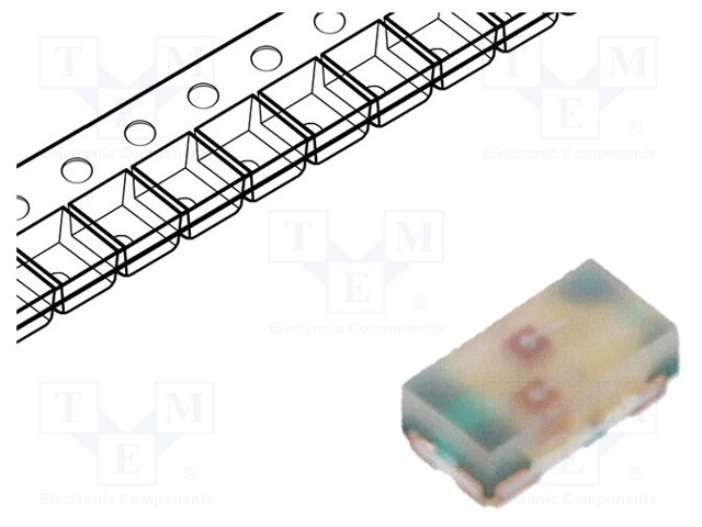 LED; SMD; 0603; orange/green; 1.6x0.8x0.5mm; 120°; 20mA; 52/52mW