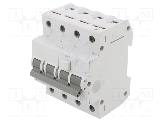 RCBO breaker; Inom: 16A; Ires: 30mA; Poles: 3+N; 230/400VAC; DIN