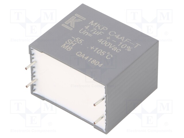 AC Film Capacitor, 4.7 µF, 400 VAC, Metallized PP, ± 10%, C4AF Series, Radial Box