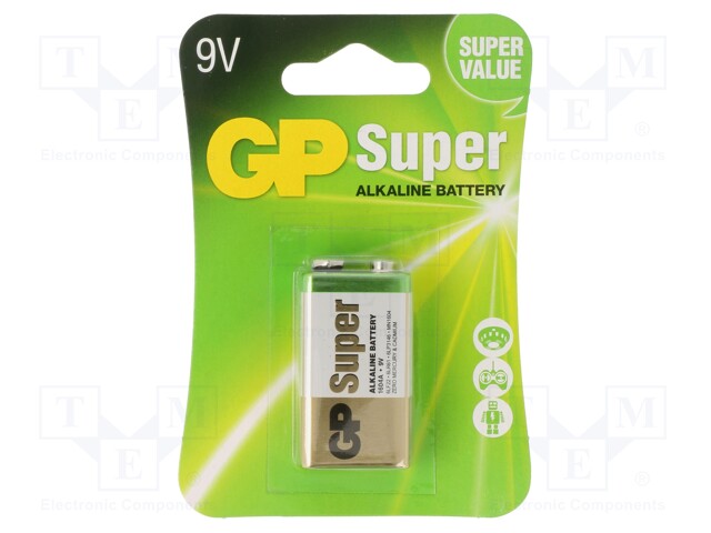 Battery: alkaline; 1.5V; 6F22; non-rechargeable; 47.5x25.5x16.5mm