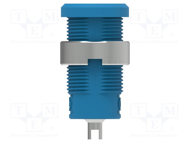 Socket; 4mm banana; 25A; 1kV; blue; nickel plated; on panel,screw