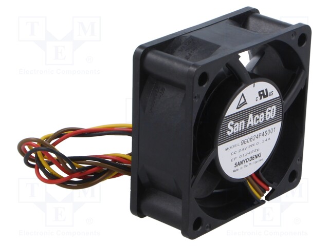 Axial Fan, 24 V, DC, 60 mm, 25 mm, 49.4 cu.ft/min, 1.4 m³/min