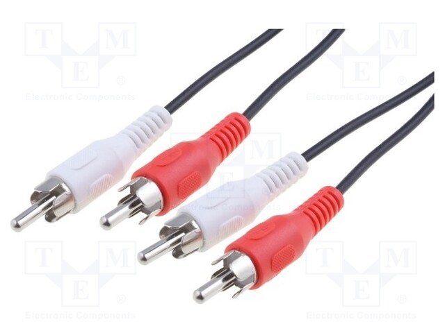 Cable; RCA plug x2,both sides; 5m; Plating: nickel plated