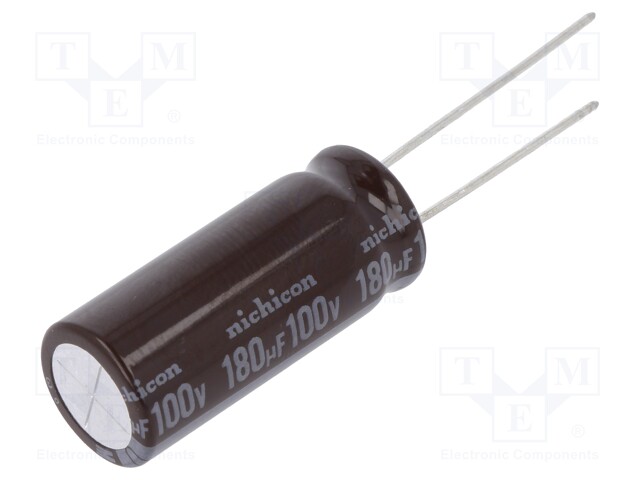 Capacitor: electrolytic; low impedance; THT; 180uF; 100VDC; ±20%