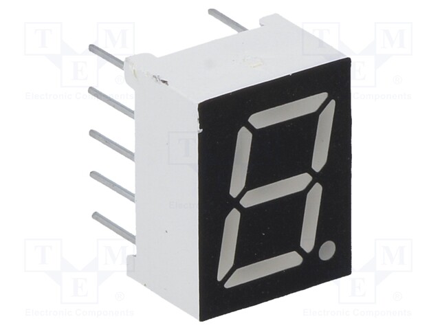 Display: LED; 7-segment; 9.9mm; 0.39"; No.char: 1; green; 140mcd