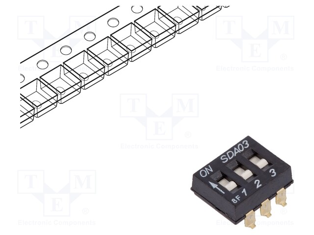 Switch: DIP-SWITCH; Poles number: 3; OFF-ON; 0.025A/24VDC; Pos: 2