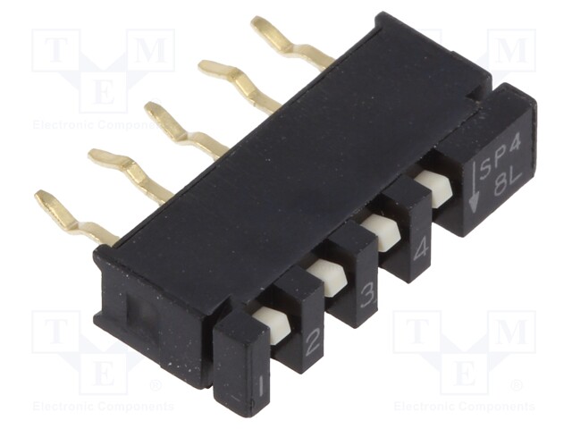 Switch: DIP-SWITCH; Poles number: 4; OFF-ON; 0.01A/5VDC; Pos: 2