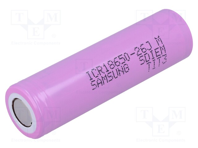 Re-battery: Li-Ion; 18650,MR18650; 3.6V; 2600mAh; Ø18.4x65mm; 5.2A