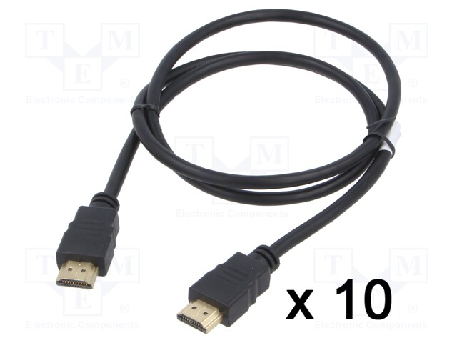 Cable; HDMI 1.4; HDMI plug,both sides; PVC; 1m; black; 30AWG