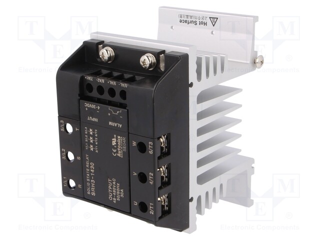 Relay: solid state; Ucntrl: 4÷30VDC; 30A; 48÷480VAC; 3-phase; DIN