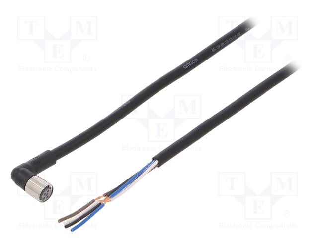 Connection lead; M8; PIN: 4; angled; Len: 10m; plug; 1A; -10÷80°C