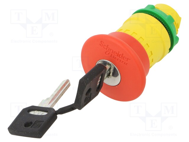 Switch: emergency stop with key; Stabl.pos: 2; 22mm; red; IP66