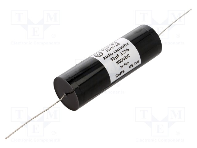 Capacitor: polypropylene; 33uF; 600VDC; ±2%; Ø36.4x112mm; -25÷85°C