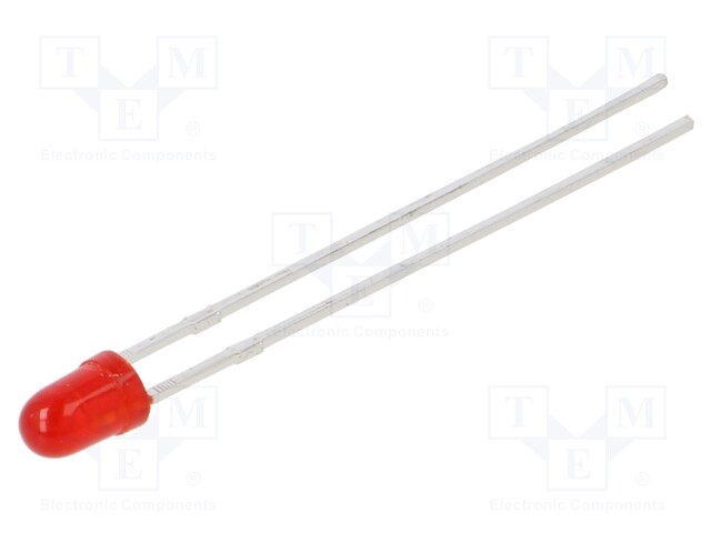 LED; 3mm; red; 30÷80mcd; 50°; Front: convex; 1.75÷2.2V; No.of term: 2