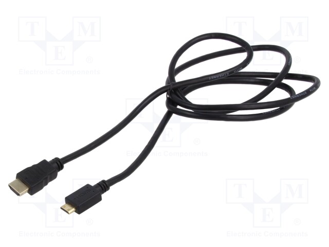 Cable; HDMI 1.4; HDMI plug,mini HDMI plug; Len: 1.5m; black; 30AWG