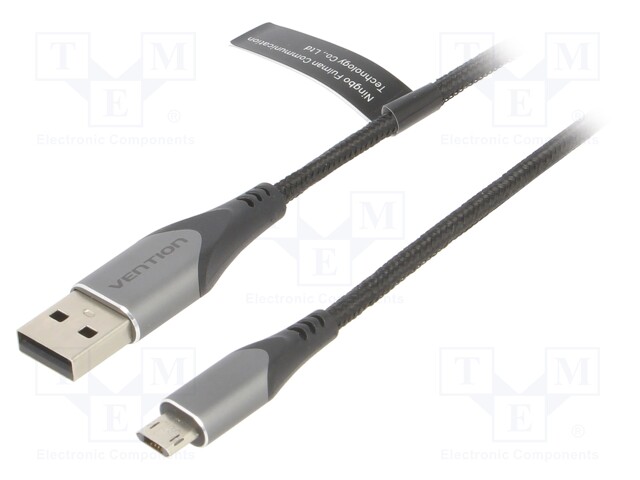 Cable; USB 2.0; USB A plug,USB B micro reversible plug; 1m; 2A