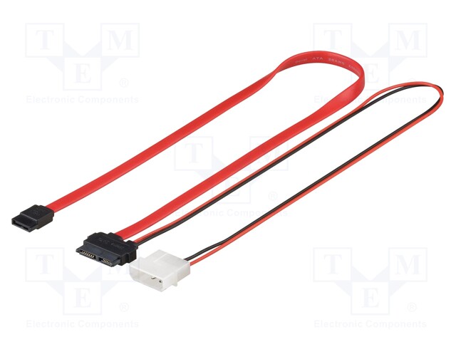 Cable: SATA; Slimline SATA plug,SATA L-Type plug; 0.3m