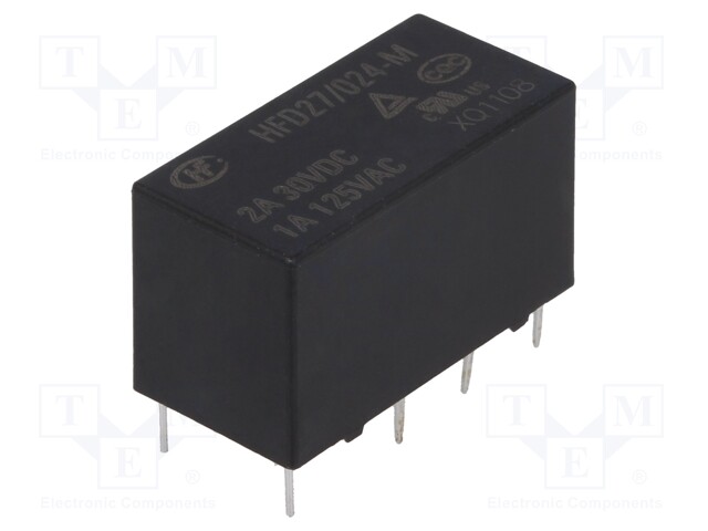 Relay: electromagnetic; DPDT; Ucoil: 24VDC; 1A/125VAC; 2A/30VDC; 2A