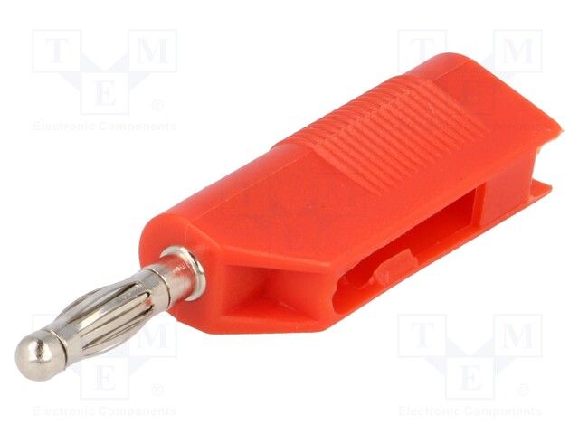 Plug; 4mm banana; 10A; 60VDC; red; with axial socket