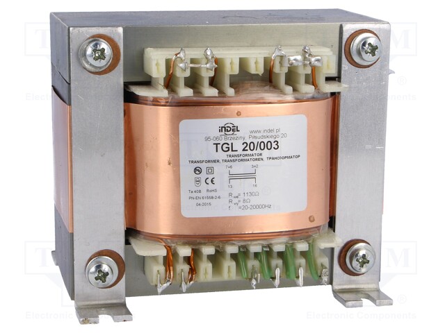 Transformer: speaker; 20VA; Sec.winding imped: 8Ω; 0.02÷20kHz